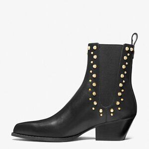 MICHAEL Michael Kors Kinlee Astor Studded Leather Black Ankle Boot NIB sz 10